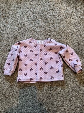 Quilted heart crew neck sweatshirt